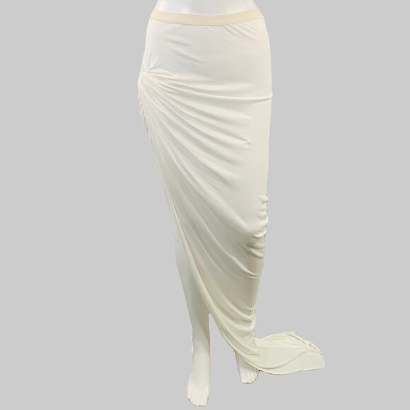 Rick Owens Dresses & Skirts - RICK OWENS LILIES Size 4 Twist Edfu White Jersey Asymmetrical Long Skirt
